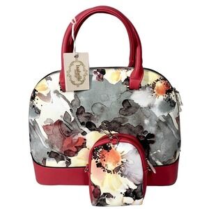 Isabelle Tribal One Leopard Dome Satchel Vegan Gray Watercolor Artsy Tote Bag